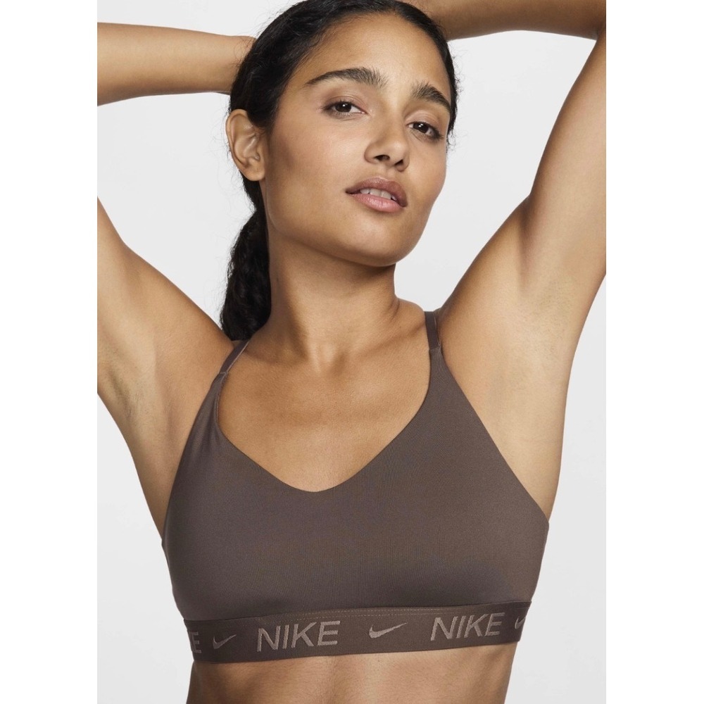 Nike Indy Sports Bra Women Size L Brown Dri-FIT Light Support Adjustable Strap